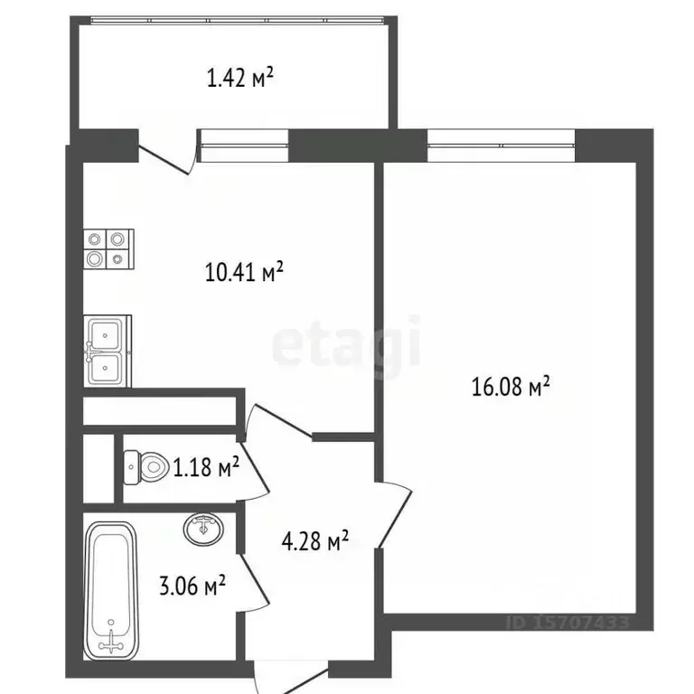 1-к кв. Санкт-Петербург ул. Адмирала Черокова, 20 (34.7 м) - Фото 1