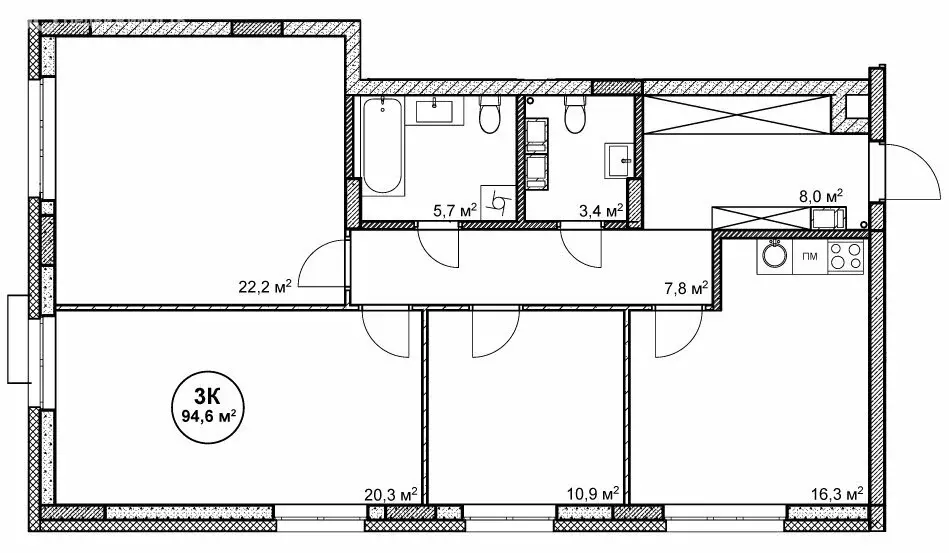 3-комнатная квартира: Нижний Новгород, посёлок Cовхоза Цветы (94.6 м) - Фото 0