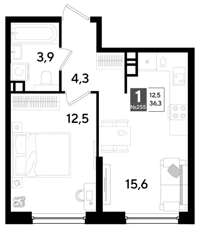 1-комнатная квартира: Краснодар, микрорайон Догма Парк (36.3 м) - Фото 0