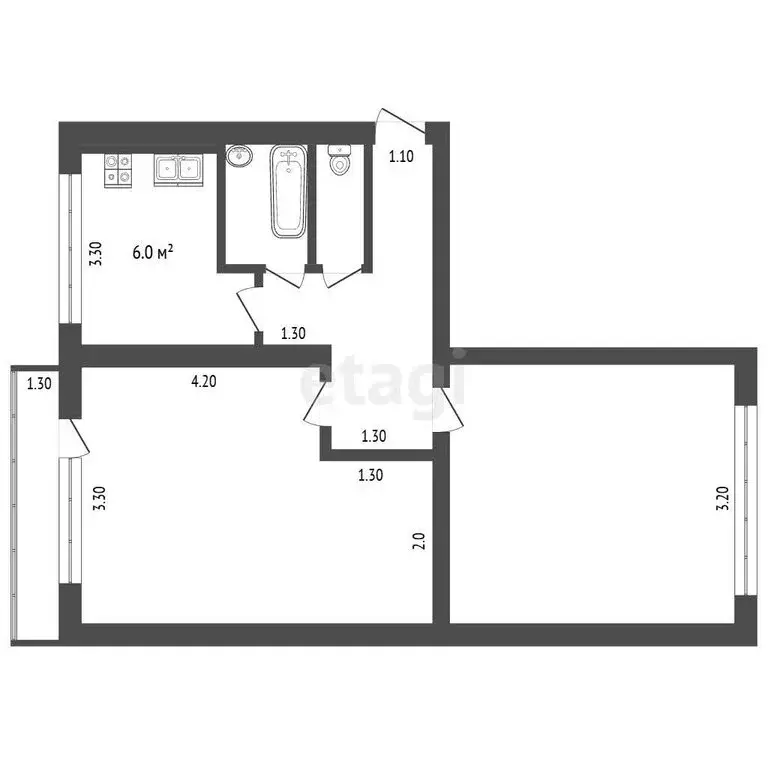 2-комнатная квартира: Терек, улица Бесланеева, 5 (48.6 м) - Фото 1