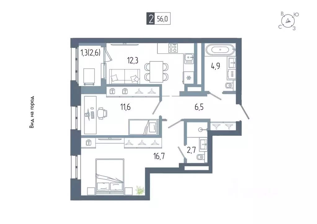 2-к кв. Башкортостан, Уфа Глумилино жилрайон, Аурум жилой комплекс ... - Фото 0