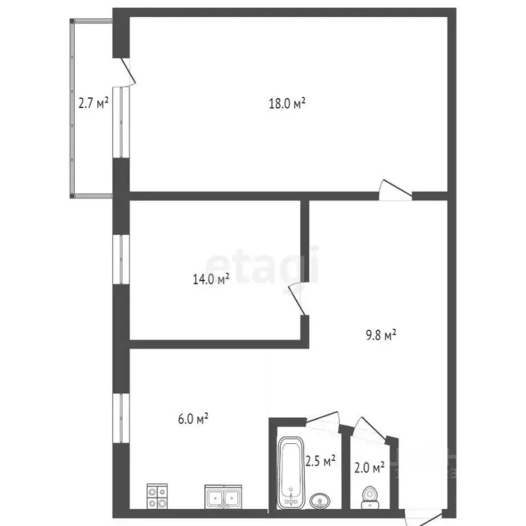 2-к кв. Башкортостан, Стерлитамак ул. Шаймуратова, 3 (55.6 м) - Фото 2