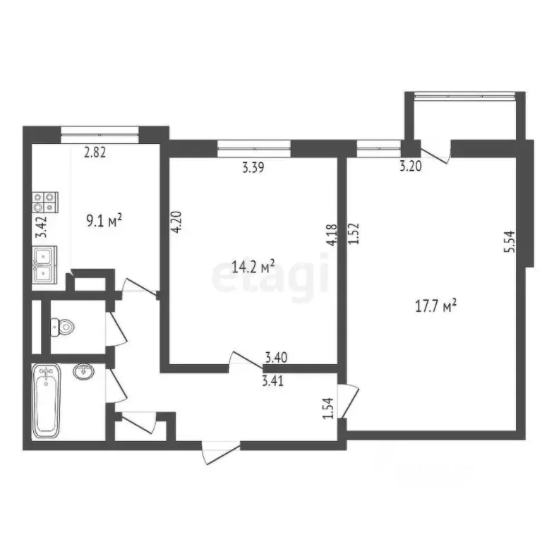 2-к кв. Москва ул. Барышиха, 50 (54.0 м) - Фото 2