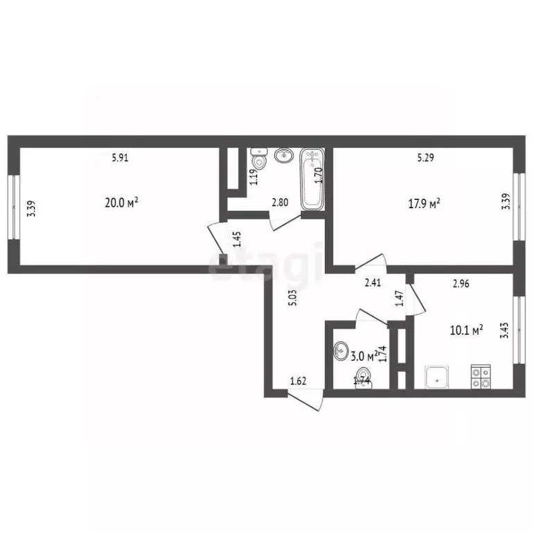 2-к кв. Московская область, Мытищи Юбилейная ул., 6 (70.0 м) - Фото 2