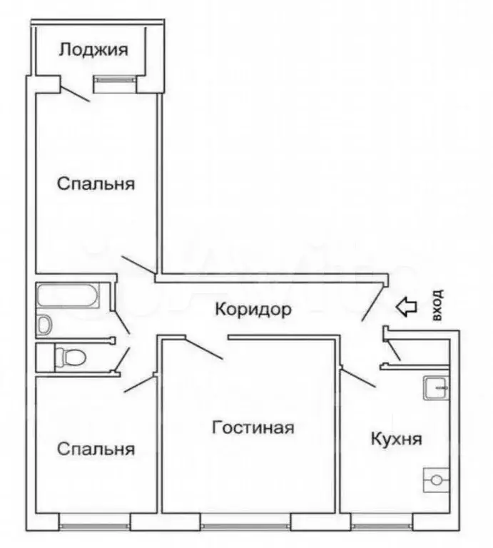3-к. квартира, 65 м, 1/10 эт. - Фото 0