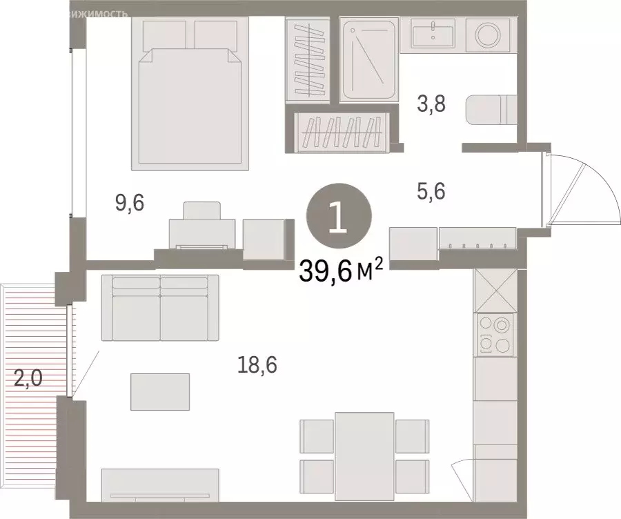 1-комнатная квартира: Екатеринбург, микрорайон Академический, 19-й ... - Фото 2