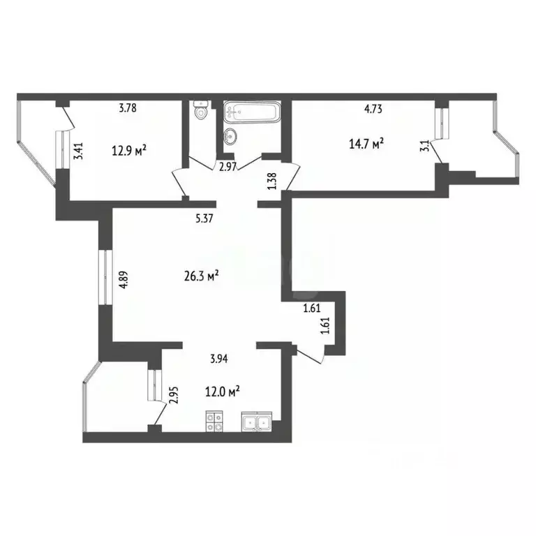 3-к кв. Московская область, Коломна ул. Ленина, 69 (77.7 м) - Фото 2