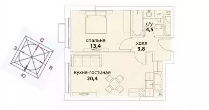 1-к кв. Москва Шелепихинская наб., 34к6 (43.1 м) - Фото 0