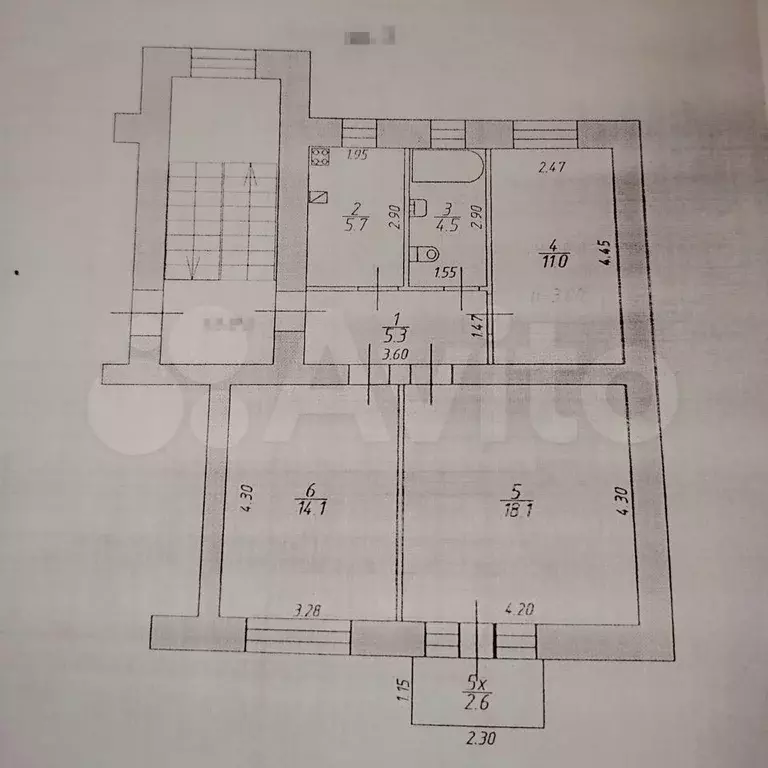 3-к. квартира, 58,7 м, 2/3 эт. - Фото 0