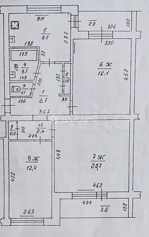 3-к. квартира, 72,8 м, 2/2 эт. - Фото 0