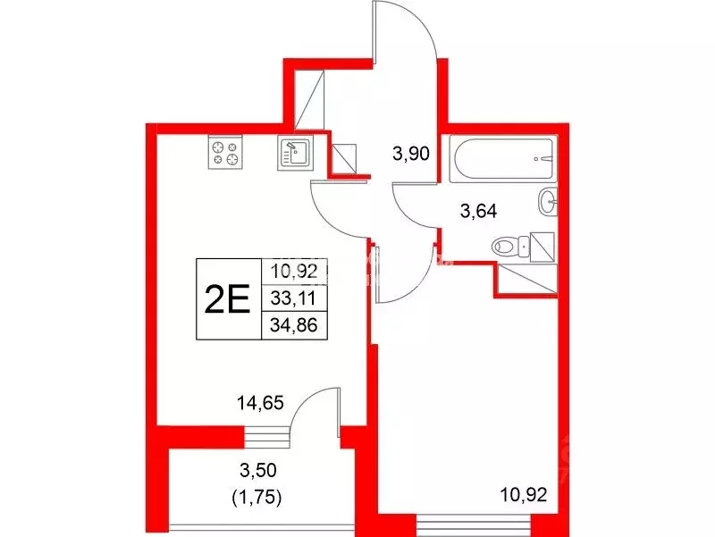 1-к кв. Санкт-Петербург ул. Русановская, 20к3 (33.11 м) - Фото 1