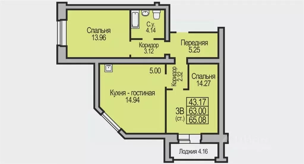 3-к кв. Новосибирская область, Бердск Южный мкр,  (65.08 м) - Фото 0