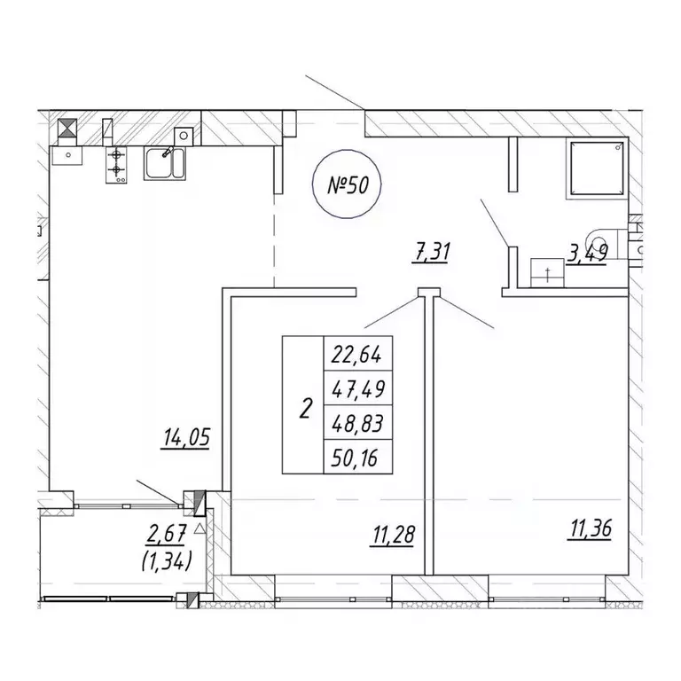 2-к кв. Калининградская область, Зеленоградск  (50.16 м) - Фото 0