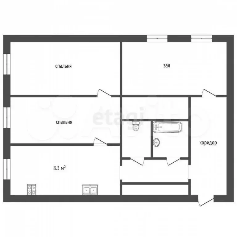 3-к. квартира, 60,1 м, 1/9 эт. - Фото 0