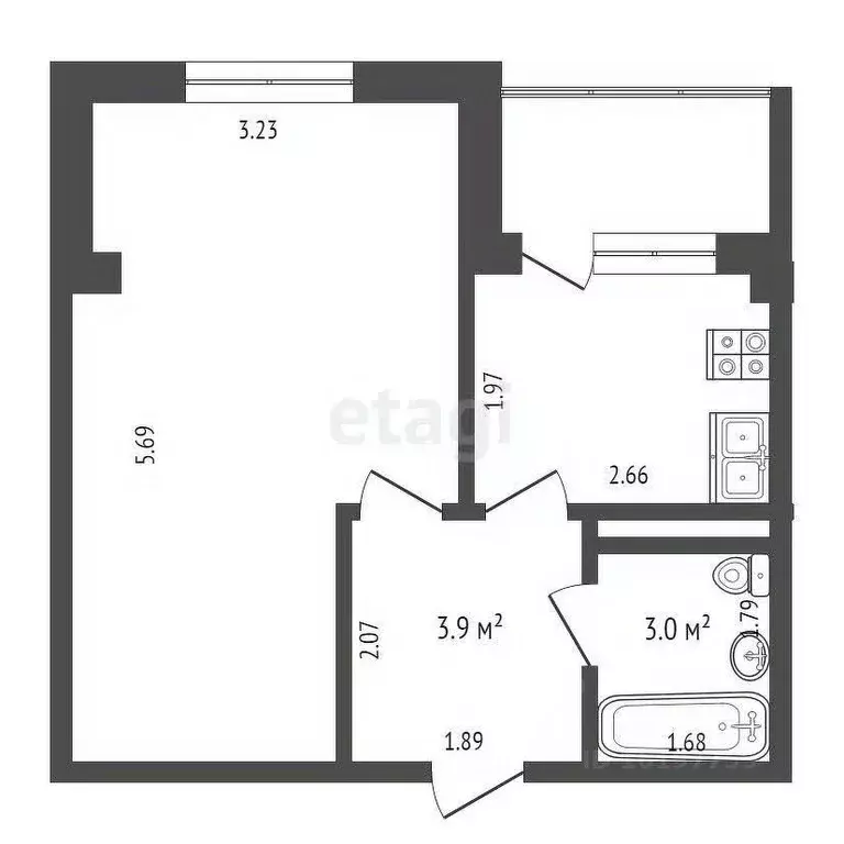 1-к кв. Саха (Якутия), Якутск пер. Космонавта Германа Титова, 2/3 ... - Фото 2