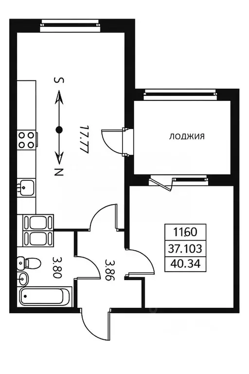 1-к кв. Санкт-Петербург ул. Плесецкая, 10 (37.0 м) - Фото 2
