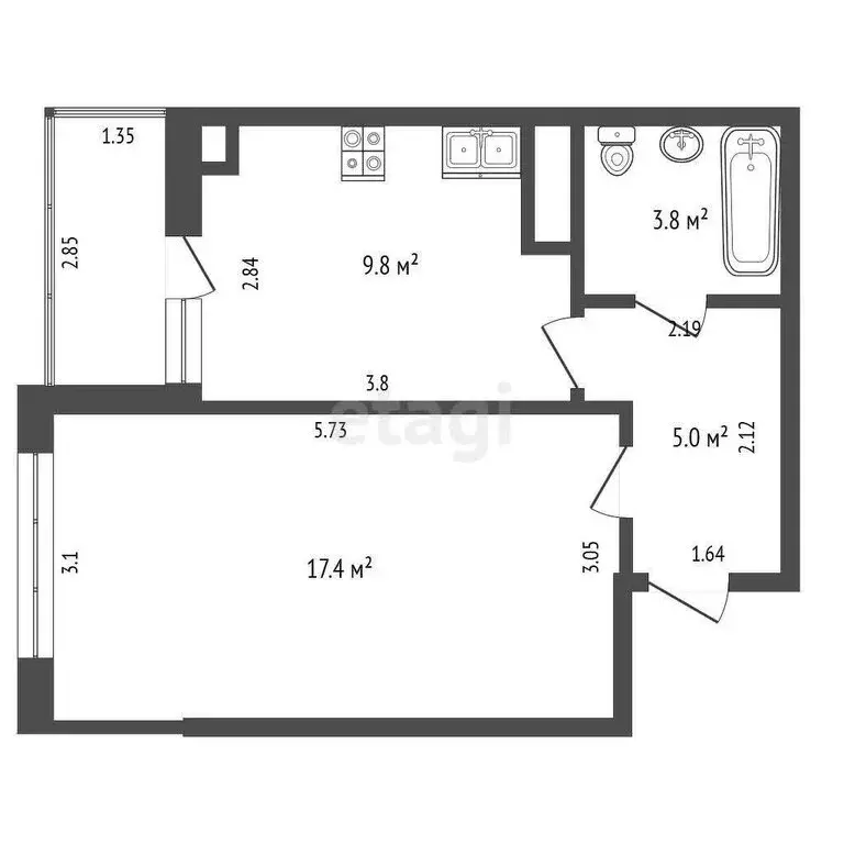 1-комнатная квартира: Севастополь, улица Челнокова, 12/6 (37.2 м) - Фото 1