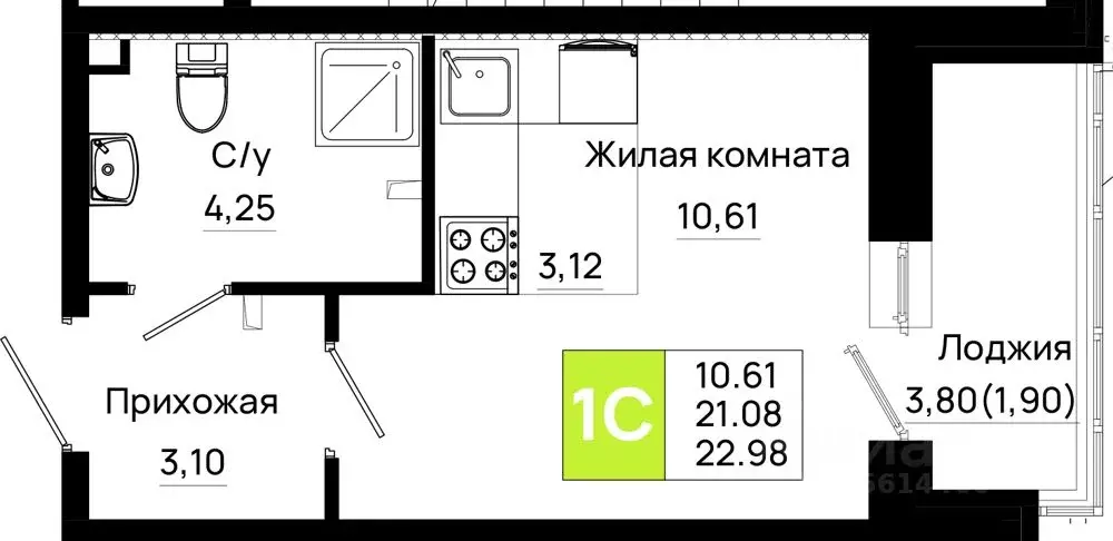 Студия Ростовская область, Ростов-на-Дону Нефтекачка кв-л, Октябрь ... - Фото 0