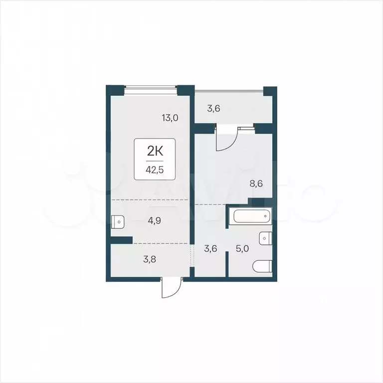 2-к. квартира, 42,5 м, 13/18 эт. - Фото 0