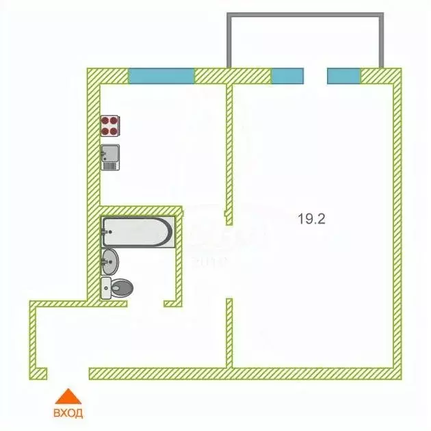 1-к кв. Тюменская область, Тюмень ул. Щорса, 11 (35.0 м) - Фото 2