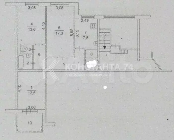 3-к. квартира, 66,1 м, 10/10 эт. - Фото 1