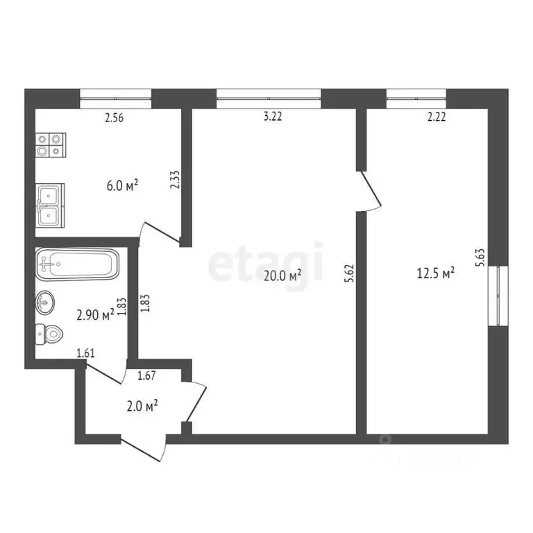 2-к кв. Псковская область, Печоры Заводская ул., 3б (43.8 м) - Фото 1