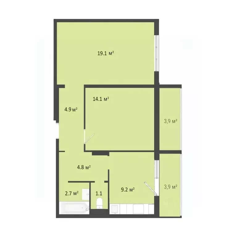 2-к кв. Омская область, Омск Заозерный мкр, ул. Сергея Тюленина, 4 ... - Фото 1