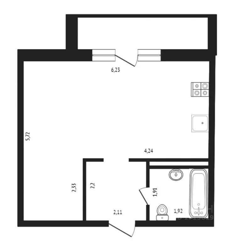 Студия Тюменская область, Тюмень ул. Червишевский Тракт, 47 (24.4 м) - Фото 2