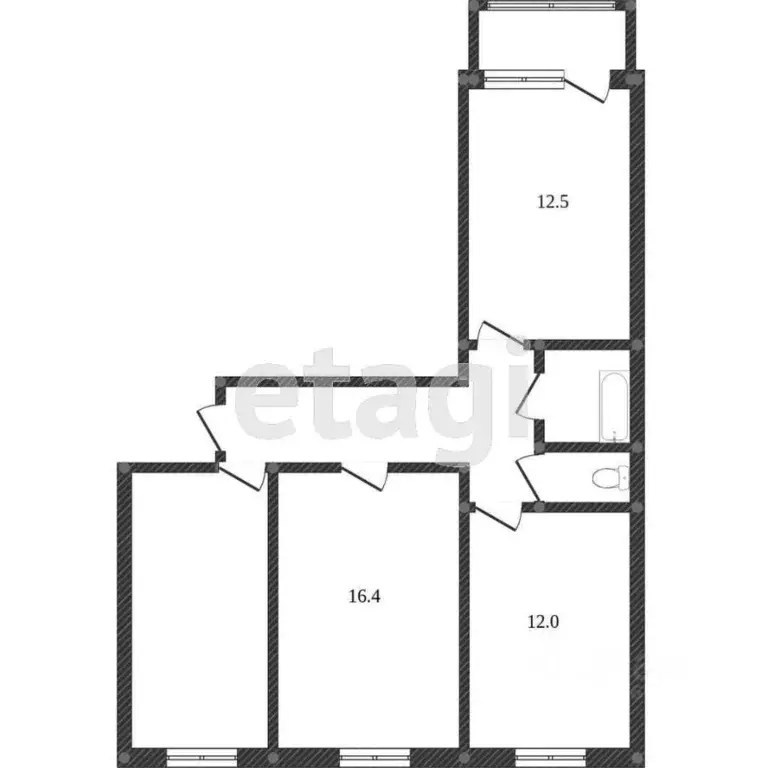 3-к кв. Тюменская область, Тобольск 8-й мкр, 16 (66.4 м) - Фото 0