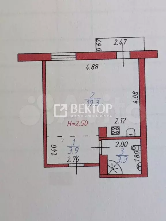 Квартира-студия, 29 м, 3/3 эт. - Фото 0