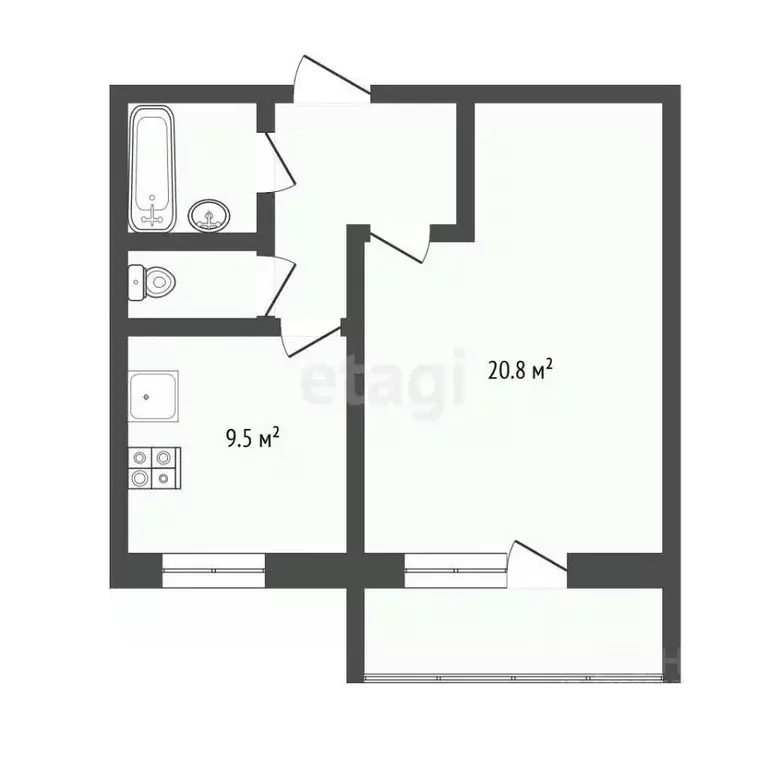 1-к кв. Москва Домодедовская ул., 6К2 (40.2 м) - Фото 2