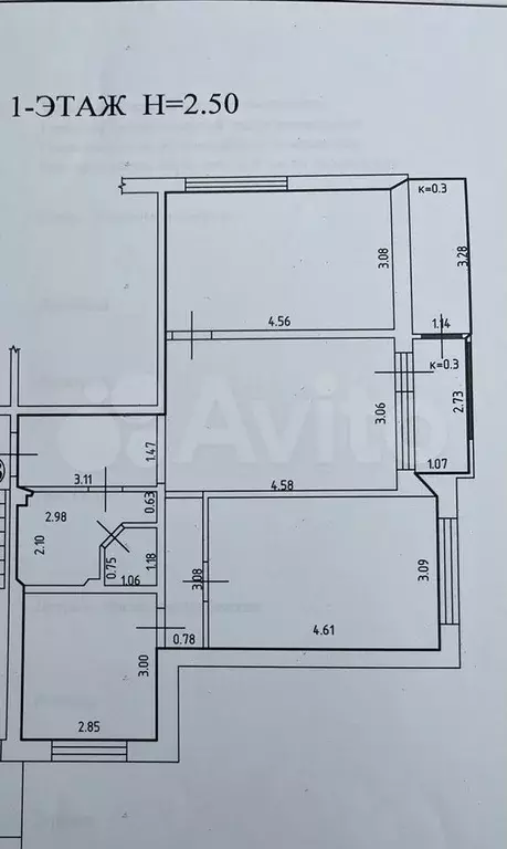 3-к. квартира, 63,8 м, 1/5 эт. - Фото 0