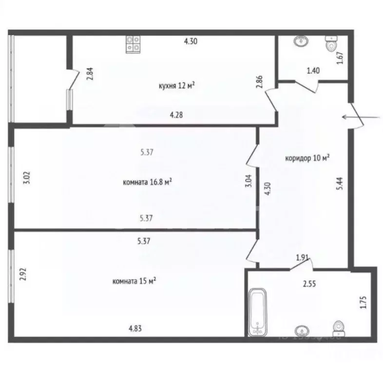 2-к кв. Свердловская область, Екатеринбург ул. Рябинина, 21 (63.0 м) - Фото 2