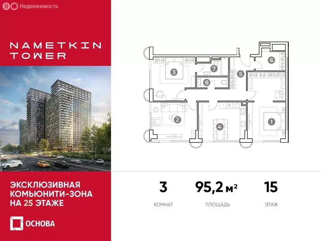 3-комнатная квартира: Москва, улица Намёткина, вл10 (95.2 м) - Фото 0