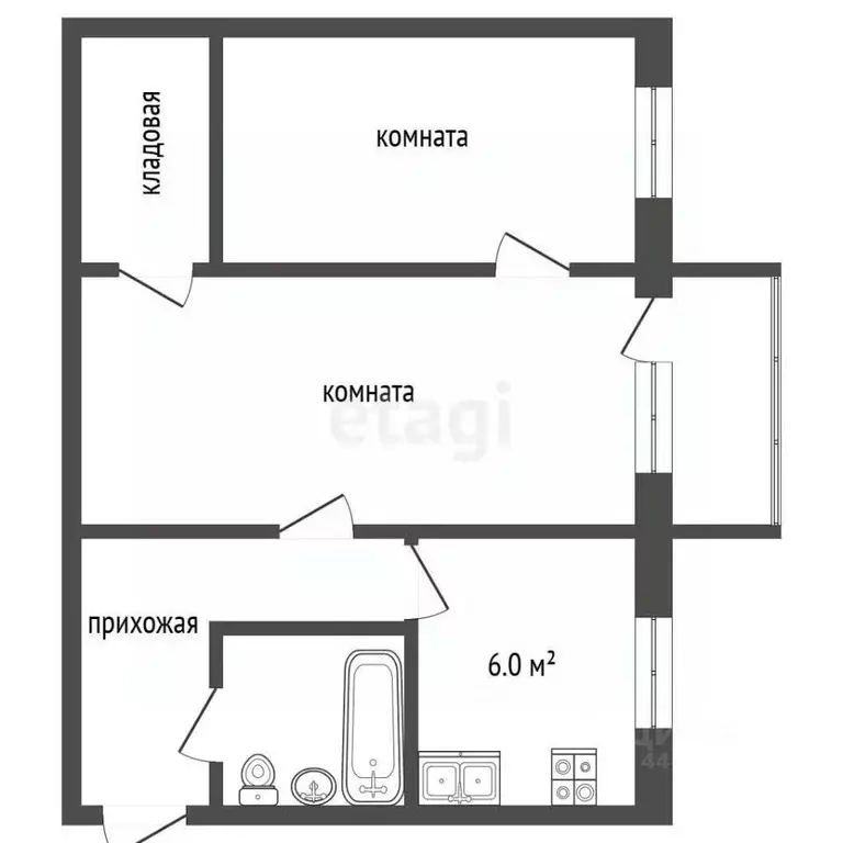 2-к кв. Челябинская область, Челябинск ул. Коммунаров, 17 (44.6 м) - Фото 2
