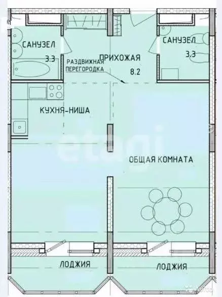 2-к кв. Тульская область, Тула ул. Академика Насоновой (65.97 м) - Фото 1