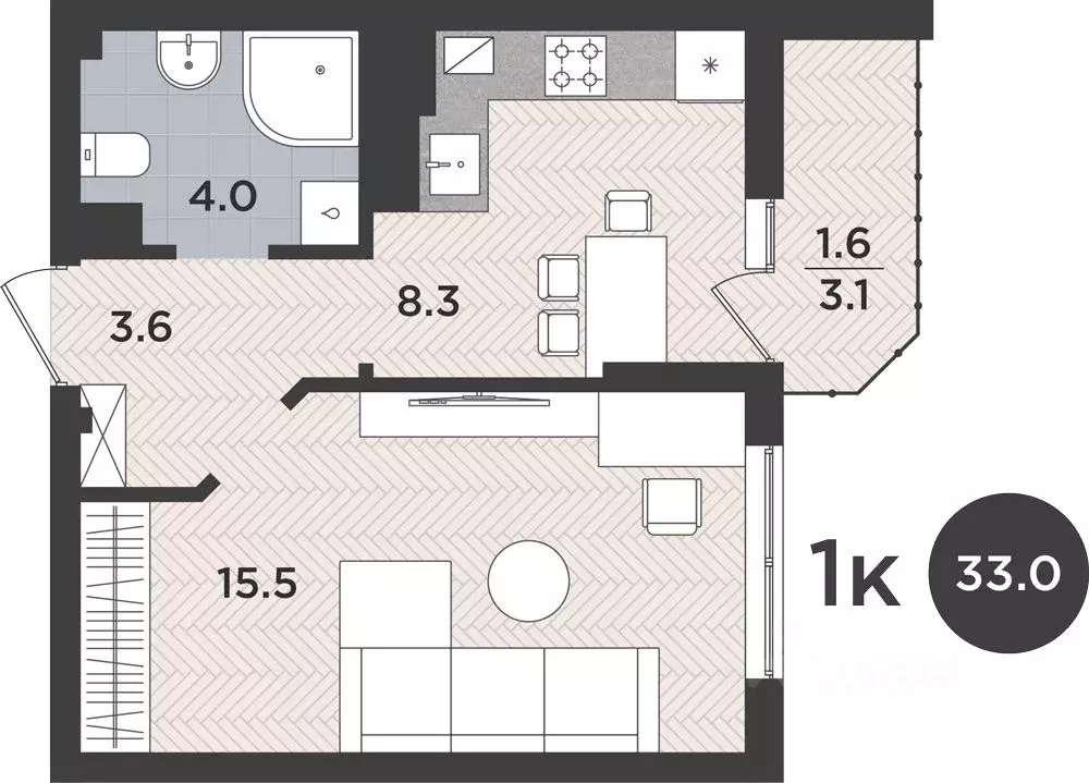 1-к кв. Калининградская область, Калининград Тихорецкая ул., 16к2 ... - Фото 0