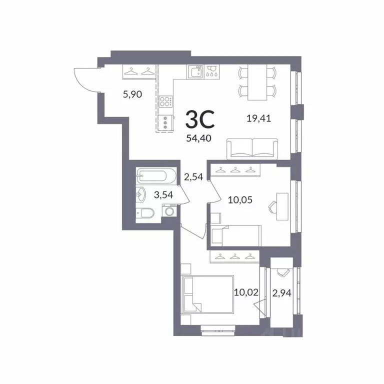 3-к кв. Новосибирская область, Новосибирск Горский мкр, Горская лагуна ... - Фото 1