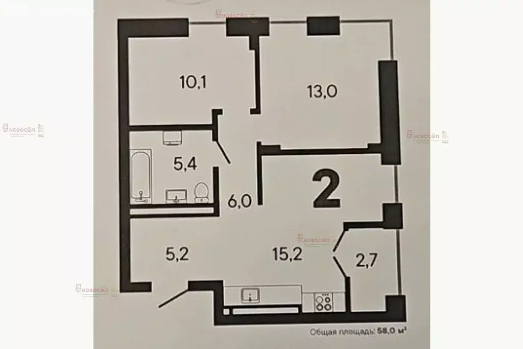 2-комнатная квартира: Екатеринбург, улица Блюхера, 38 (58 м) - Фото 1