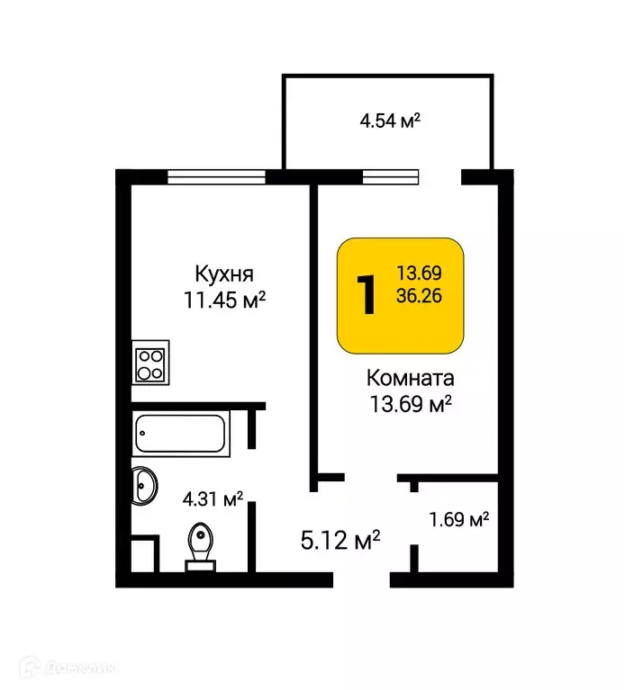 Продаётся 1-к квартира, 37.62 м - Фото 0
