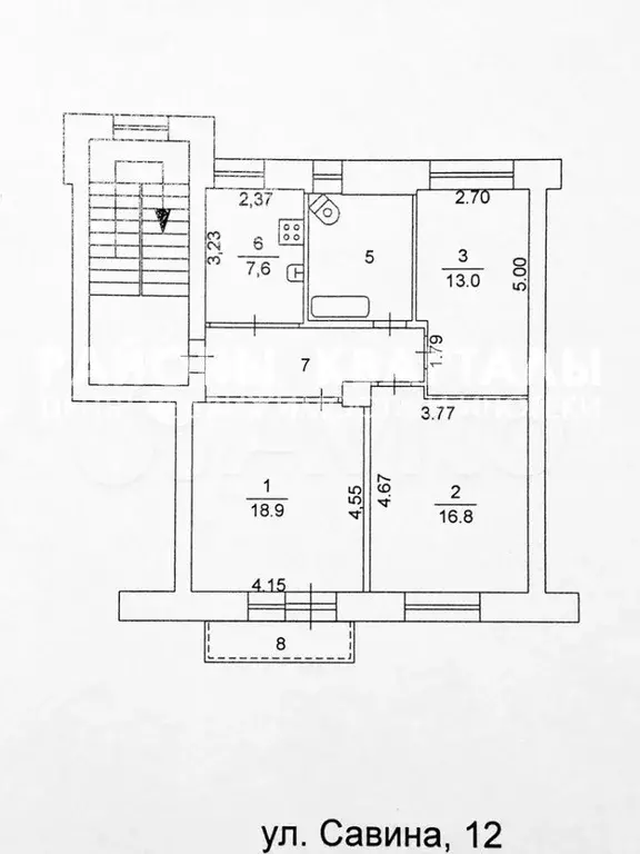 3-к. квартира, 71,7 м, 3/4 эт. - Фото 0