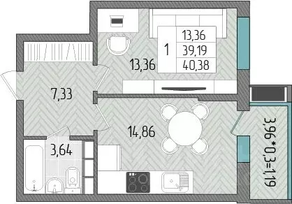 1-к кв. Краснодарский край, Темрюк  (40.38 м) - Фото 1