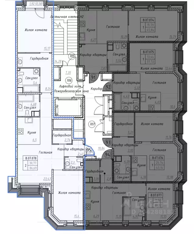 2-к кв. Санкт-Петербург ул. Помяловского, 3 (87.27 м) - Фото 1