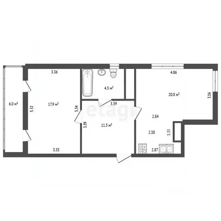 1-к кв. Санкт-Петербург ул. Среднерогатская, 11 (55.0 м) - Фото 2