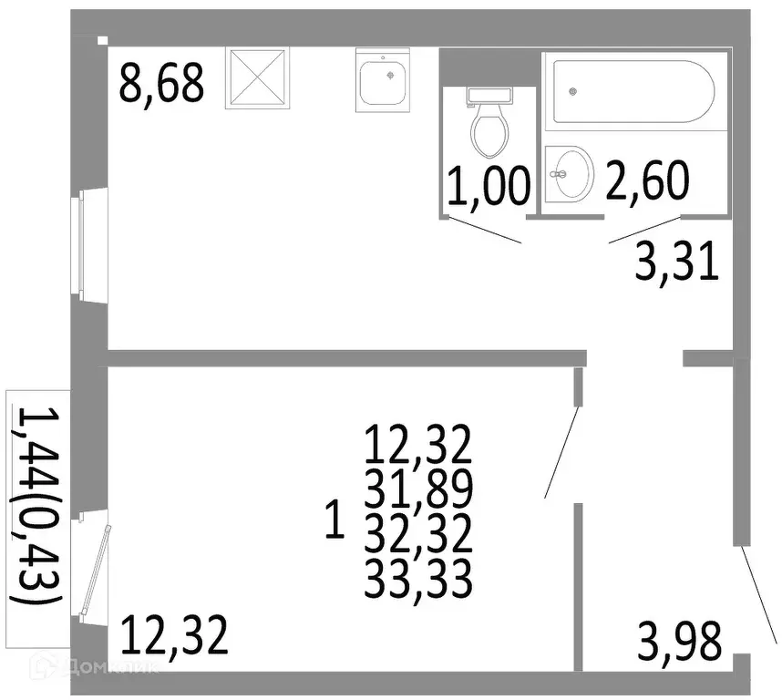Продаётся 1-к квартира, 32.32 м - Фото 0