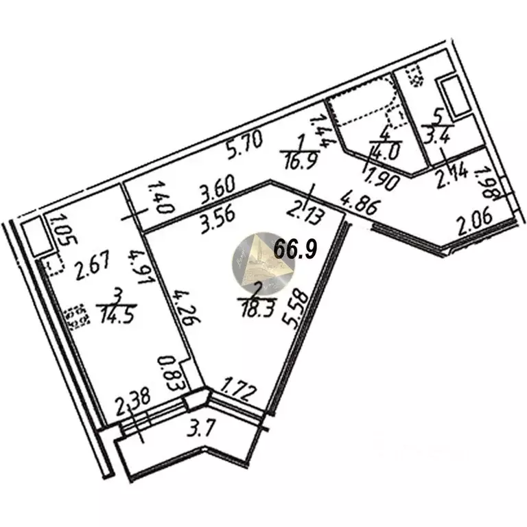 1-к кв. Санкт-Петербург ул. Руднева, 16 (66.9 м) - Фото 1