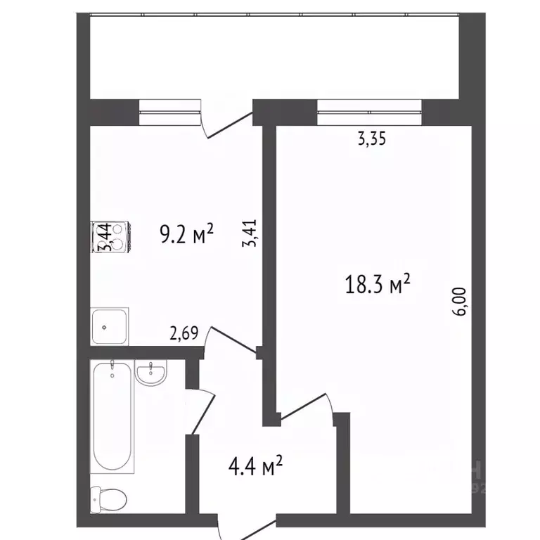 1-к кв. Вологодская область, Вологда Ярославская ул., 33 (42.9 м) - Фото 1