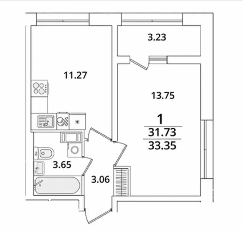 1-комнатная квартира: Санкт-Петербург, проспект Маршала Блюхера, 3к3 ... - Фото 1
