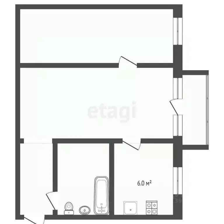 2-к кв. Тюменская область, Тюмень Севастопольская ул., 23 (44.4 м) - Фото 2