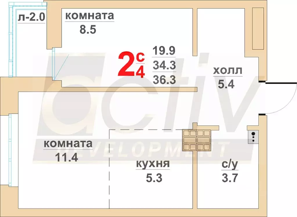 2-к кв. Свердловская область, Екатеринбург ул. Военная, 18 (34.3 м) - Фото 1